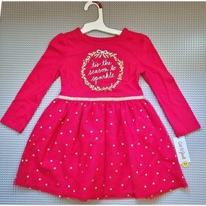 Cat & Jack Holiday Dress Girls XL Red &‎ Gold Kidcore Polkadot Barbiecore NEW